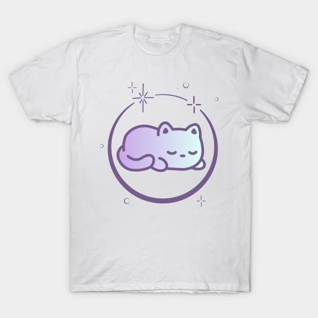 Cute Cat Kitten Kitty in Space Galaxy T-Shirt by Cute Cat Designs